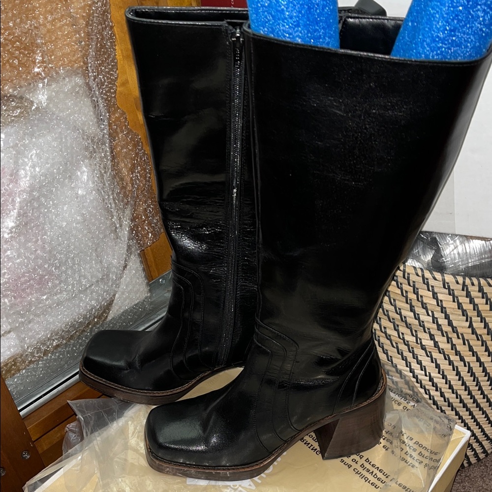 Steve Madden Black Leather Knee-High Boots